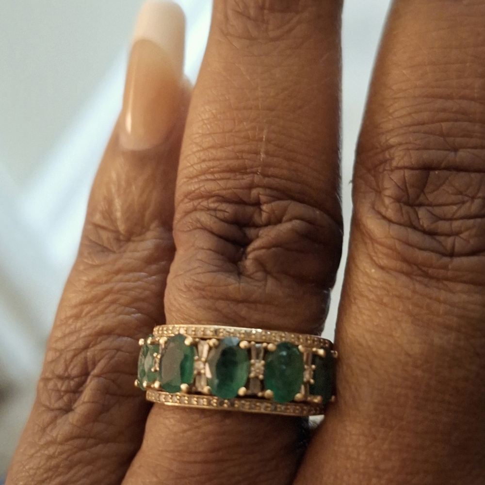 Emerald and Diamond Ring Size 7